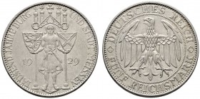 Weimarer Republik. 5 Reichsmark 1929 E. Meissen. J. 339. sehr schön-vorzüglich