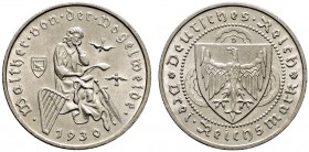 Weimarer Republik. 3 Reichsmark 1930 D. Vogelweide. J. 344. vorzüglich-prägefrisch