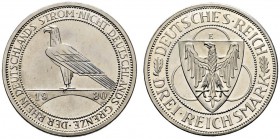 Weimarer Republik. 3 Reichsmark 1930 E. Rheinlandräumung. J. 345. sehr seltenes Münzzeichen, Prachtexemplar, Polierte Platte-minimal berührt Dieser an...