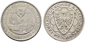 Weimarer Republik. 3 Reichsmark 1931 A. Magdeburg. J. 347. winzige Randfehler, vorzüglich-prägefrisch