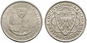 Weimarer Republik. 3 Reichsmark 1931 A. Magdeburg. J. 347. kleine Kratzer, fast vorzüglich