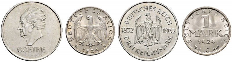 Weimarer Republik. 3 Reichsmark 1932 F. Goethe. J. 350. gutes vorzüglich