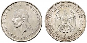Drittes Reich. 5 Reichsmark 1934 F. Schiller. J. 353. kleine Kratzer und Randfehler, vorzüglich