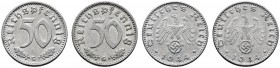 Drittes Reich. Lot (2 Stücke): 50 Reichspfennig 1944 G. J. 372. sehr schön-vorzüglich, sehr schön