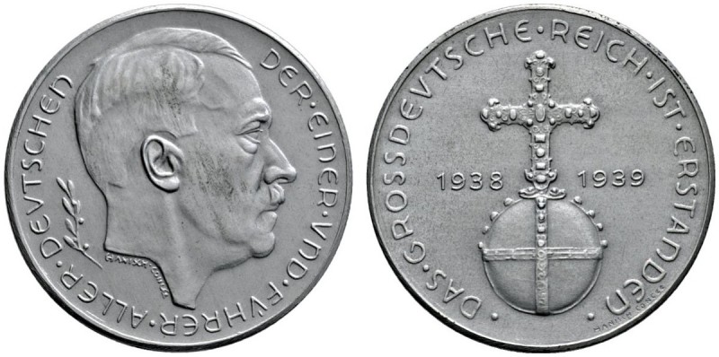 Drittes Reich. Medaille aus Kriegsmetall (Zink) 1939 von Hanisch-Concee, auf das...