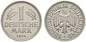 Bundesrepublik Deutschland. 1 Deutsche Mark 1954 F. J. 385. Auflage: 175 Exemplare selten in dieser Erhaltung, Prachtexemplar, Polierte Platte