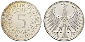 Bundesrepublik Deutschland. 5 Deutsche Mark 1964 G. Kursmünze. J. 387. Polierte Platte