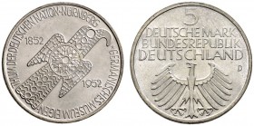 Bundesrepublik Deutschland. 5 Deutsche Mark 1952 D. Germanisches Museum. J. 388. vorzüglich-prägefrisch