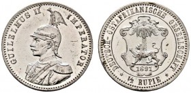 Nebengebiete. Deutsch-Ostafrika. 1/2 Rupie 1891. J. 712. Prachtexemplar, Polierte Platte-leicht berührt