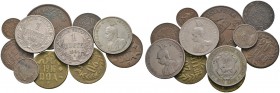 Nebengebiete. Deutsch-Ostafrika. Lot (11 Stücke): Rupie 1890, 1904 A und 1905 J, 1/4 Rupie 1904 A, Pesa 1890 (2x), 5 Heller 1909 J, 1/2 Heller 1904 A,...