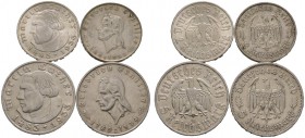 Lots. 118 Stücke: KAISERREICH-SILBERMÜNZEN. ANHALT, 3 Mark 1911 und 3 Mark 1914 Silberhochzeit; BADEN, 2 Mark 1877, 1899, 1901, 1902 Regierungsjubiläu...