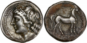 Bruttium, Carthaginian occupation - Ar Half-Shekel - (215-205 BC)
A/ 
R/
Nice very fine - 
1.93g - 15.1mm - 7h.