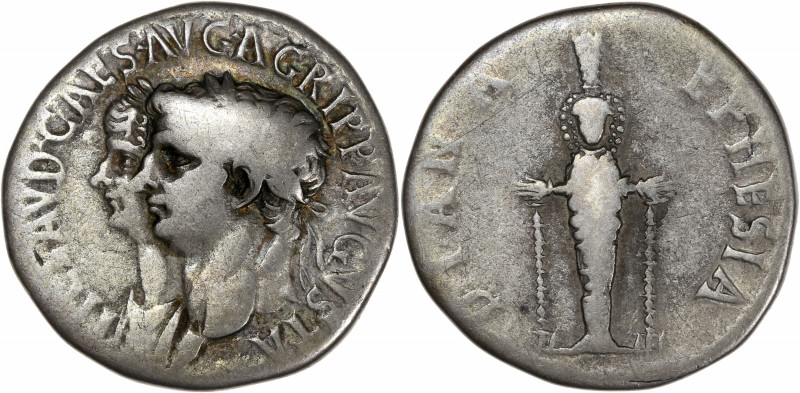 Ionia - Ephesus - Claudius, with Agrippina Junior - Ar (41-54 AD)
A/ TI CLAVD CA...