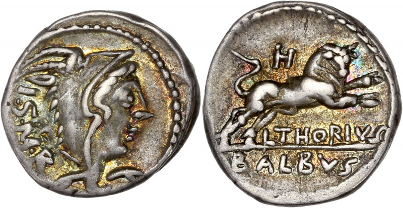 L. THORIUS BALBUS (108-107 BC) - Ar Denarius - Rome 
A/ I S M R 
R/ L THORIVS //...