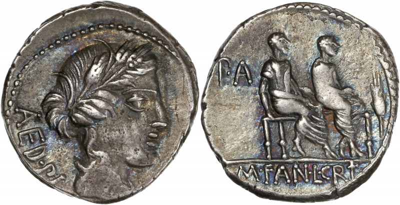 M. Fannius and L. Critonius (86 BC) - Ar Denarius - Rome 
A/ AED PL
R/ M FAN L C...