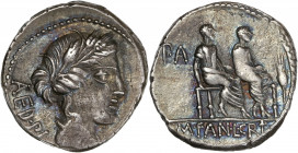 M. Fannius and L. Critonius (86 BC) - Ar Denarius - Rome 
A/ AED PL
R/ M FAN L CRT
Good very fine - iridescent toning 
3.93g - 19.35mm - 5h.