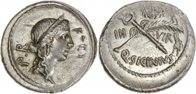Q. Sicinius (49BC) Ar Denarius - Rome
A/ FORT – P·R
R/ III // VIR // Q·SICINIVS
Good very fine
3.9g - 19.17mm - 4h.