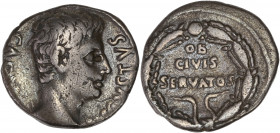 Augustus (27-14BC) Ar - Denarius - Spanish Mint
A/ CAESAR AVGVSTVS
R/ OB CIVIS SERVATOS
Fine 
3.59g - 17.53mm - 7h.