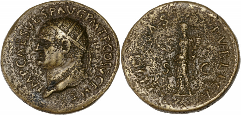 Vespasian (69-79AD) Ae - Dupondius - Rome
A/ IMP CAES VESP AVG P M T P COS V CEN...