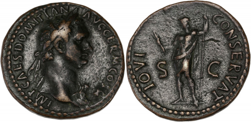 Domitian (69-96AD) Ae - As - Rome
A/ IMP CAES DOMITIAN AVG GERM COS X
R/ IOVI CO...