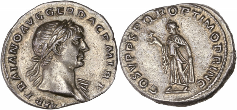 Trajan (98-117AD) Ar - Denarius - Rome
A/ IMP TRAIANO AVG GERM DAC P M TR P
R/ C...