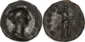 Faustina II (147-175 AD) Ae - Dupondius - Rome
A/ FAVSTINAE AVG P II AVG FIL
R/ HILARITAS
Very fine 
9.92g - 26.33mm - 12h.