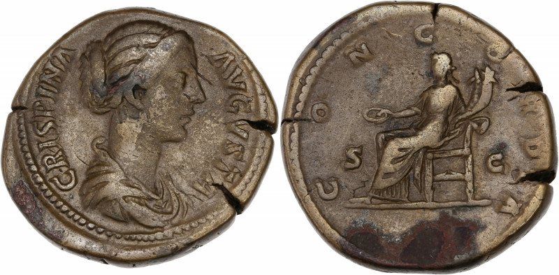 Crispina (178-182AD) Ae - Sestertius - Rome
A/ CRISPINA AVGVSTA
R/ CONCORDIA // ...