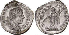 Elagabalus (218-222AD) Ar - Denarius - Rome
A/ IMP ANTONINVS AVG
R/ P M TR P II COS II P P
Very fine -
3.48g - 19.12mm - 11h.