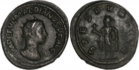 Macrianus (260-261AD) Bi Antoninianus - Samosata 
A/ IMP C FVL MACRIANVS P F AVG
R/ SPES PVBLICA
Good very fine
3.31g - 20.84mm - 1h
