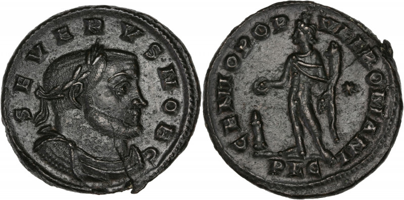 Severus II (305-306AD) Ae Follis - Lugdunum 
A/ SEVERVS NOB C
R/ GENIO POPVLI RO...