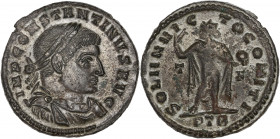 Constantine I (307-337AD) Ae Nummus - Trier 
A/ IMP CONSTANTINVS AVG
R/ SOLI INVICTO COMITI // PTR / T-F
Extremely fine 
4.14g - 20.27mm - 12h