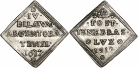Ville de Strasbourg - Ar - Medaille jubilé du centenaire - 1617
A/ POST/ TENEBRAS / LVX / 1517
R/ IV/ BILAEVM/ ARGENTORA/ TENSE / 1617
Extremely fine ...