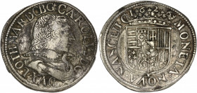 Duché de Lorraine - Charles IV - Ar - Teston - 1626
A/ CAROLVS D G DVX LOTH MAR D C B G
R/ MONETA NOVA NANCEII C / 1626
Very fine 
8,85gr - 29,82mm -