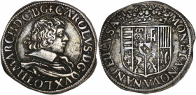 Duché de Lorraine - Charles IV - Ar - Teston - 1629
A/ CAROLVS D G DVX LOTH MARCH DVX D C B G
R/ MONETA NOVA NANCEII CVSA / 1629
Very fine 
8,65gr - 2...
