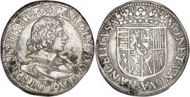 Duché de Lorraine - Charles IV - Ar - Teston - 1632
A/ CAROLVS D G DVX LOTH MARCH DVX D C B G
R/ MONETA NOVA NANCEII CVSA / 1632
Very fine
8,46gr ...