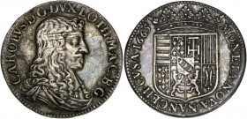 Duché de Lorraine - Charles IV - Ar - Teston - 1665
A/ CAROLVS D G DVX LOTH MA C B G
R/ MONETA NOVA NANCEII CVSA / 1665
Very fine 
8,07gr - 28,25mm -