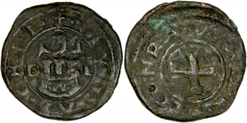 Chios - Maona - Ae - Doppio Tornese - ND
A/ CIVITAS CHII / D-I
R/ CONRADVS REX 
...