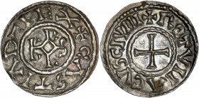 Charles II le chauve (840-877) Ar - Denier - Rouen 
A/ CASTIA D-I EIX
R/ ROTVIIACVS CIVIII
1,41gr - 20,44mm - TTB, jolie patine irisée