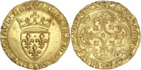 Charles VI le Fou (1380-1422) AV - Ecu d'or à la couronne 
ND - 
A/ KAROLVS DEI GRACIA FRANCORVM REX
R/ XPC VINCIT XPC REGNAT XPC INPERAT
3,94g - 28,2...