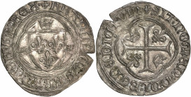 Charles VII le Victorieux (1422-1461) - billon - Blanc à la couronne
ND - Paris 
A/ KAROLVS FRANCORVM REX
R/ SIT NOMEN DNI BENEDICTVM
2,6g - 26,5mm - ...