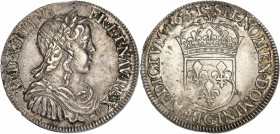 Louis XIV (1643-1715) - Ar - Demi-écu à la mèche longue 
1651 G - Poitiers
A/ LVD XIIII D G FR ET NAV REX
R/ SIT NOMEN DOMINI BENEDICTVM 1651
13,64g -...