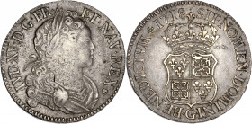 Louis XV (1715-1774) - Ar - Ecu de France-Navarre
1718 G - Poitiers 
A/ LUD XV D G FR ET NAV REX 
R/ SIT NOMEN DOMINI BENEDICTVM 1718 
24,32g - 37,16m...
