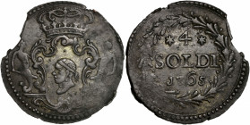 Corse - Pascal Paoli (1761-1768) - Billon - 4 soldi
1765 
A/ /
R/ 4 SOLDI 1765
1,91g - 21,11mm - TTB
