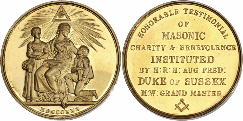 Massonic medal - Ar gilt - 
1830 - SUSSEX 
A/ /
R/ HONORABLE TESTIMONIAL OF MASO...