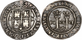 Mexico - Carlos and Juano - silver - 1 real
1542-1557 - Mexico
A/ CAROLVS ET IOHANA REGS // L-M
R/ HISPANIE ET INDIARVM // PL VS VI
3.30g - 25.26m...