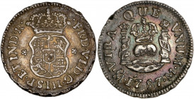 Mexico - Philip VI - silver - 1/2 real 
1757 - Mexico 
A/ PHS VI D G HISP ETIND R
R/ VTRA QUE VNVM 1757
1.67g - 16.09mm - Good extremely fine