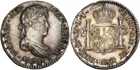 Mexico - Ferdinand VII - silver - 1 real 
1821 - Mexico 
A/ FERDIN VII DEI GRATIA 1821 
R/ HISPAN ET IND REX MO 1R JJ
3.4g - 20.51mm - Good extremely ...