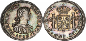 Mexico - Ferdinand VII - silver - 1/2 real 
1813 - Mexico 
A/ FERDIN VII DEI GRATIA 1813
R/ HISPAN ET IND R MO 1R JJ
1.66g - 17.01mm - Good extremely ...