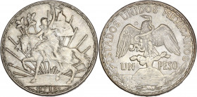 Mexico - silver - 1 Peso
1912 - Mexico 
A/ 1912
R/ ESTADOS UNIDOS MEXICANOS / UN PESO 
27.05g - 39.09mm - Extremely fine