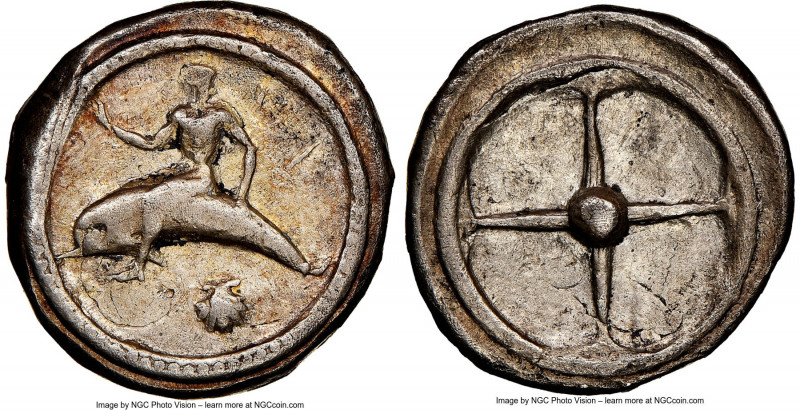 CALABRIA. Tarentum. Ca. 480-450 BC. AR didrachm (19mm, 7.73 gm). NGC Choice VF 5...